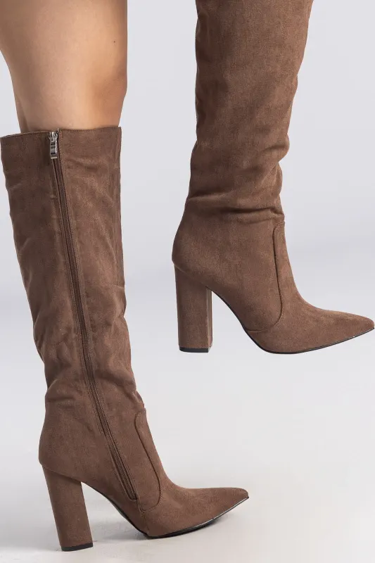Suede Boot Thick Heel