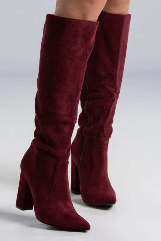 Suede Μπότα Χοντρό Τακούνι