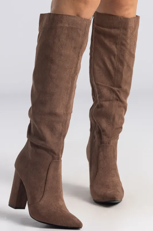 Suede Boot Thick Heel