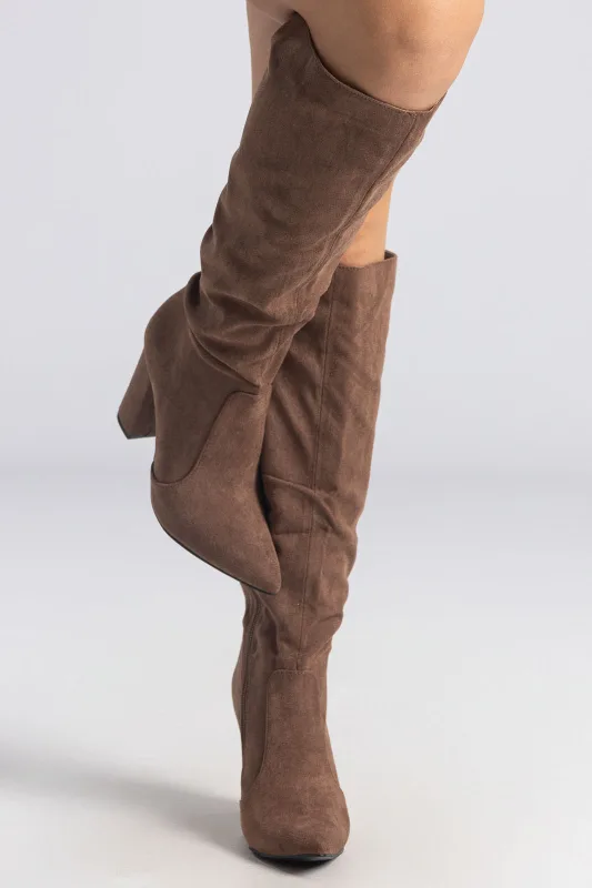 Suede Boot Thick Heel