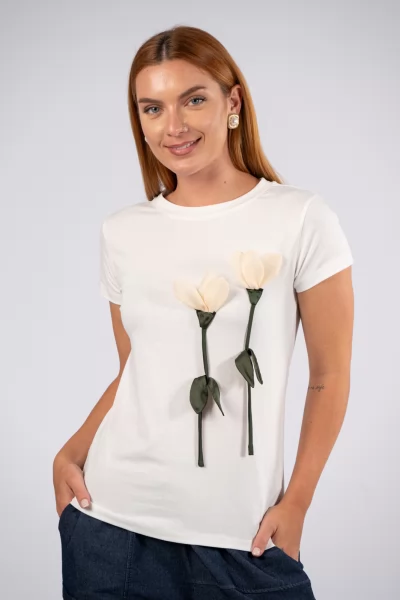 T-Shirt 3D Tulip Λευκό
