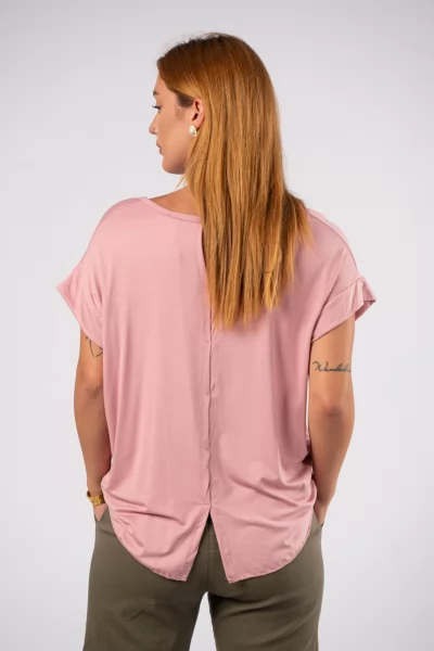 T-Shirt Basic Ανοίγματα Dusty Pink