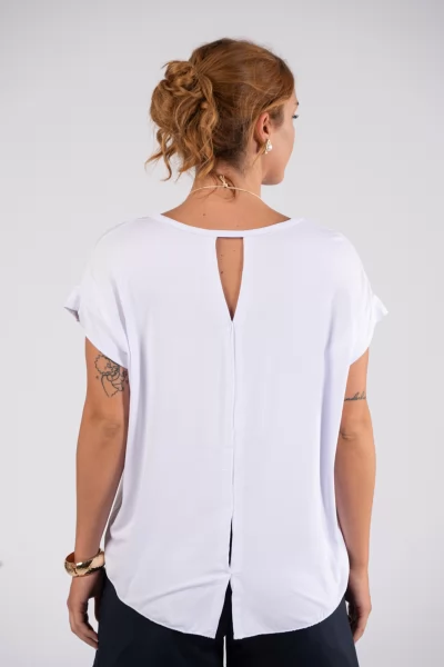 T-Shirt Basic Ανοίγματα Λευκό