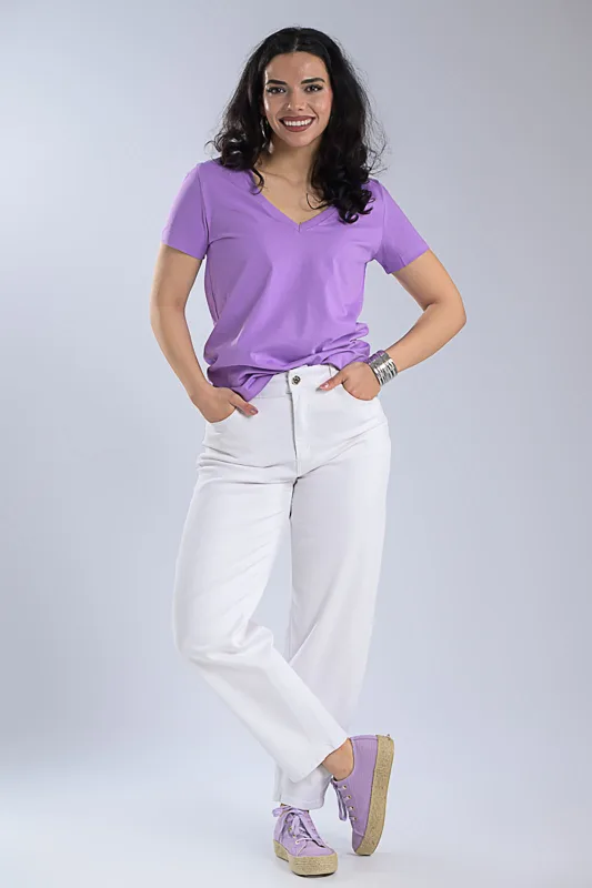 T-Shirt Basic Με V Λαιμόκοψη