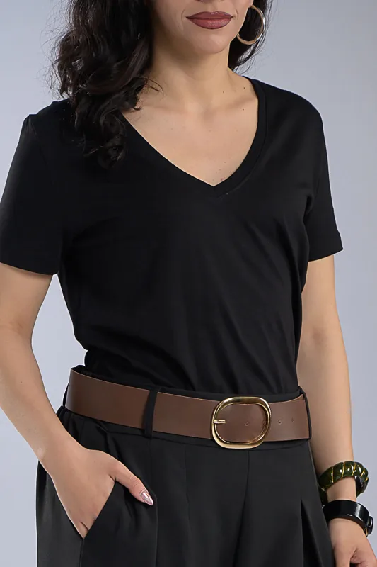 T-Shirt Basic Με V Λαιμόκοψη