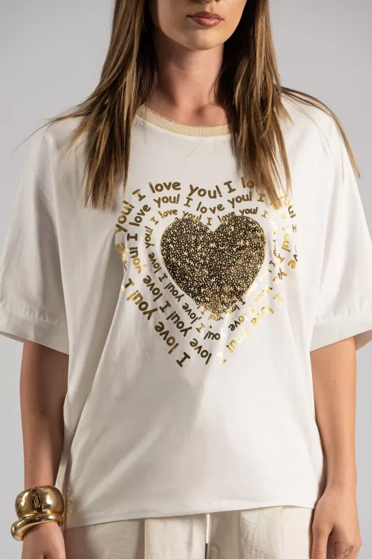 T-shirt Big Heart Παγιέτες