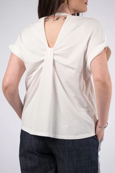 T-Shirt Φιόγκος Πλάτη Λευκό