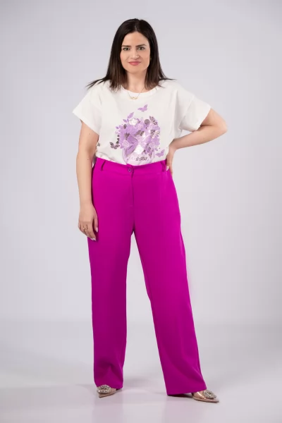 T-Shirt Floral Violet-Λευκό