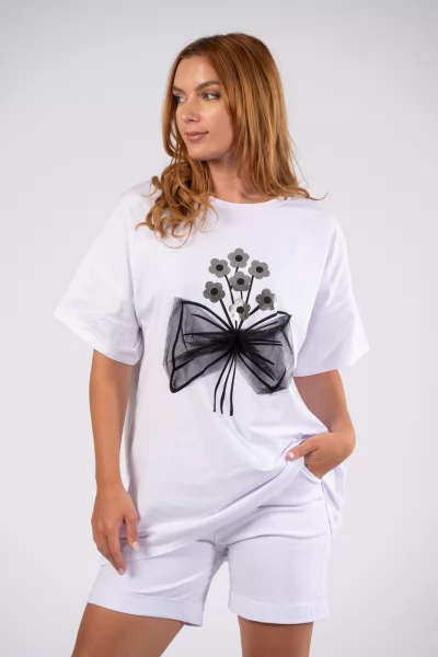 T-shirt Flower Λευκό