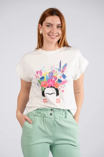 T-Shirt Frida Flowers Cream