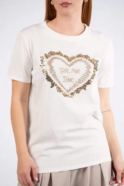 T-Shirt Καρδιά Girl Cream