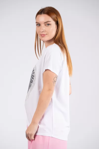 T-Shirt Καρδιά Zebra-Λευκό