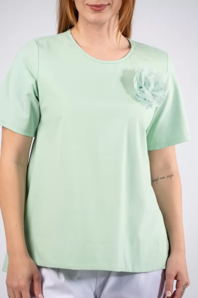 T-Shirt Καρφίτσα Λουλούδι Φιστικί