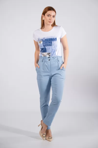 T-Shirt Λαχούρ Γαλάζιο-Λευκό
