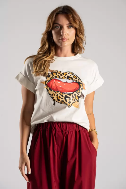 T-shirt Leopard Lips
