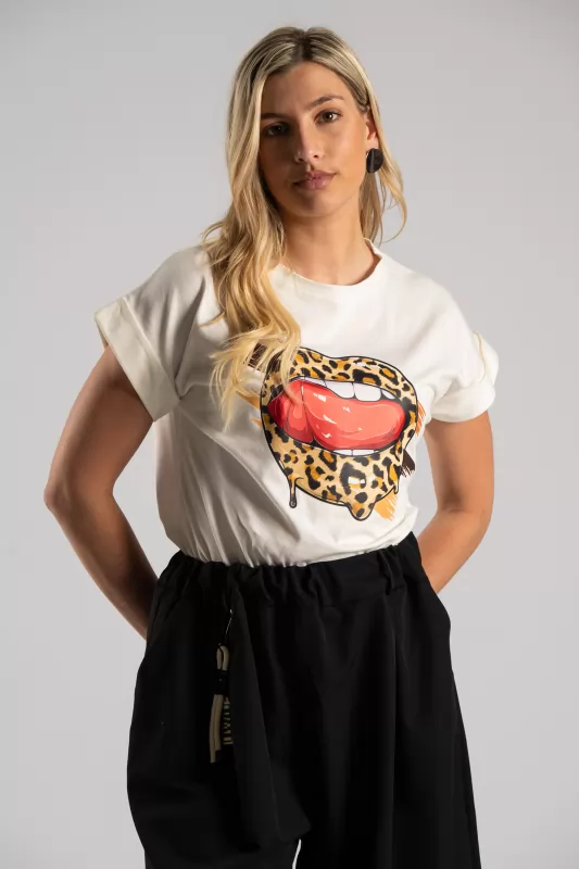 T-shirt Leopard Lips