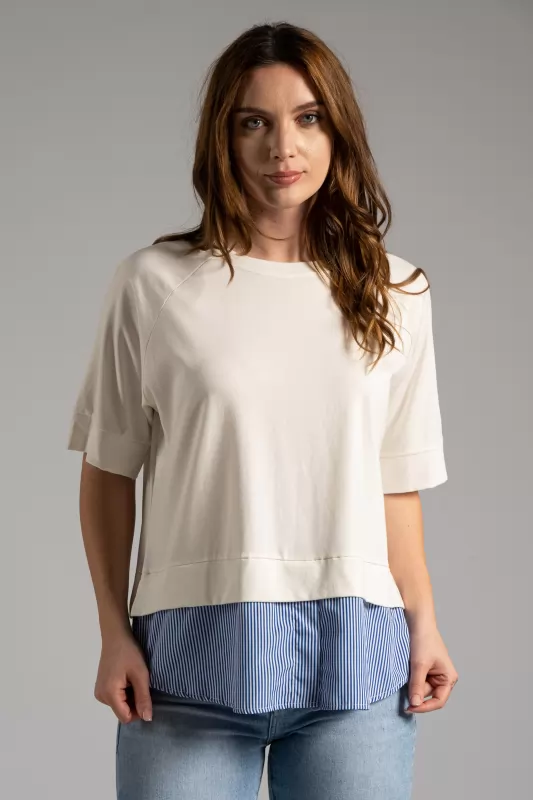 T-shirt Με Τελείωμα Πουκαμίσου