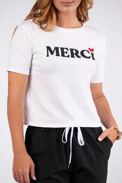 T-shirt Merci White