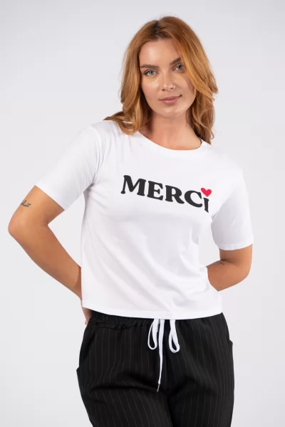 T-shirt Merci Λευκό