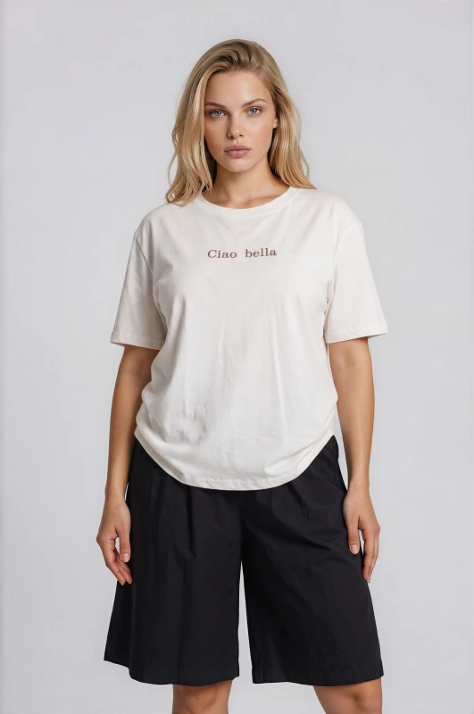T-Shirt Μονόχρωμο Βαμβακερό Ciao Bella
