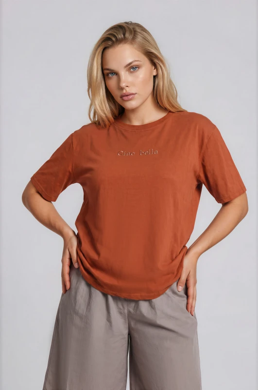 T-Shirt Μονόχρωμο Βαμβακερό Ciao Bella