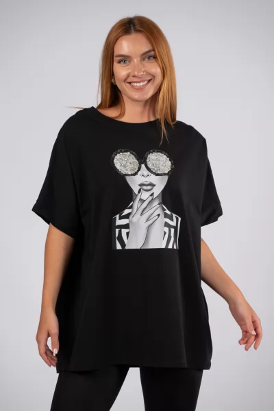 T-Shirt Over Lady Μαύρο