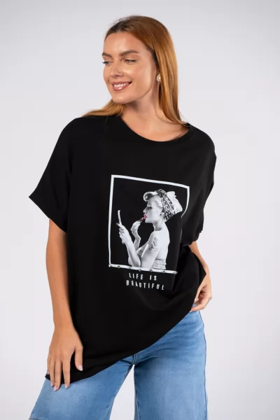 T-shirt Over Monroe Μαύρο
