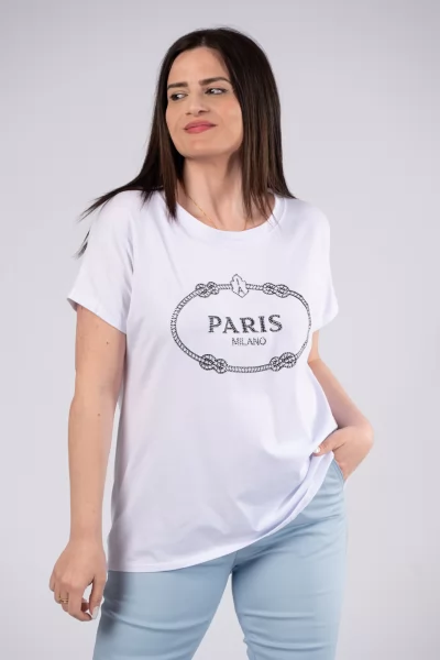 T-Shirt Paris Milano Λευκό