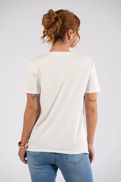 T-Shirt Πέρλες Letters Λευκό