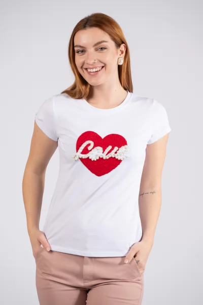 T-Shirt Red Heart Λευκό