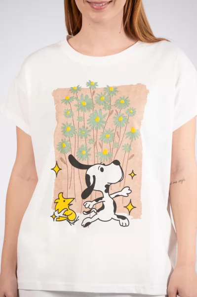 T-Shirt Snoopy-Duck Καφέ-Λευκό