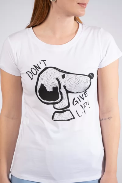 T-Shirt Snoopy Στρας Λευκό