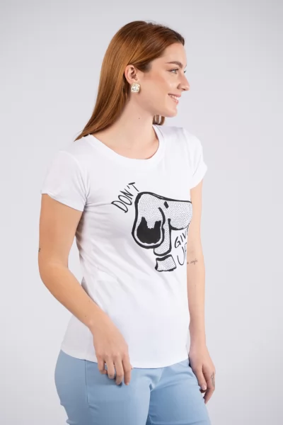 T-Shirt Snoopy Στρας Λευκό