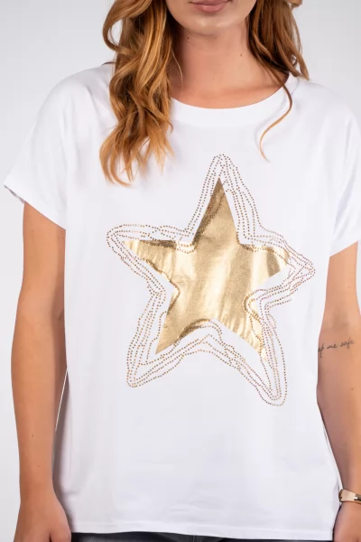 T-shirt Star Χρυσό-Λευκό
