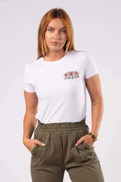 T-Shirt Στρας Μαργαρίτα Λευκό