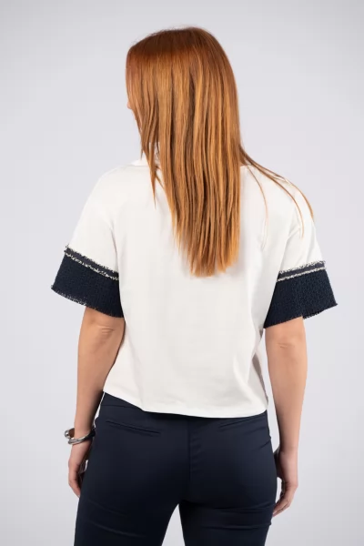 T-Shirt Τουίντ Μανίκι Navy-Λευκό