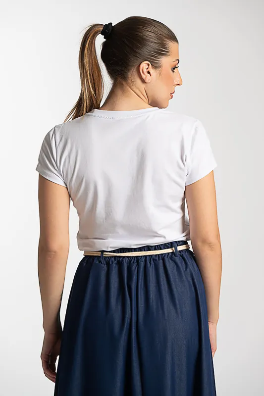 T-Shirt Βαμβακερό Ανάγλυφη Καρδιά
