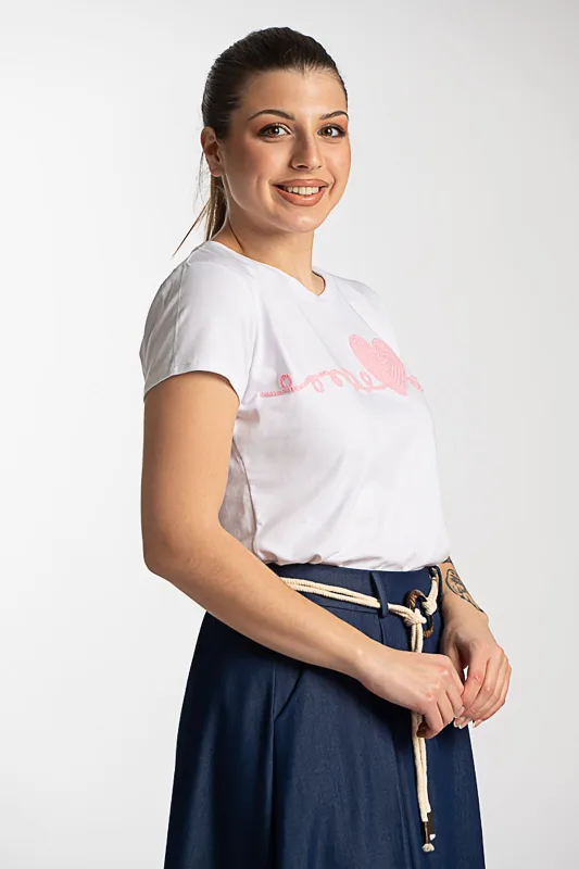 T-Shirt Βαμβακερό Ανάγλυφη Καρδιά