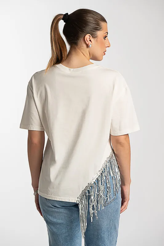 Cotton T-Shirt Cut Fringes