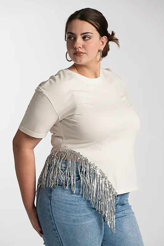Cotton T-Shirt Cut Fringes