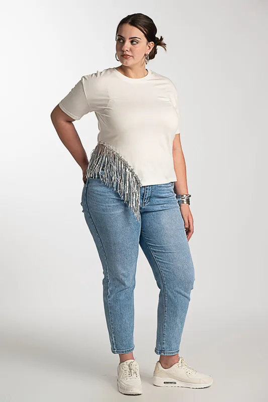 Cotton T-Shirt Cut Fringes