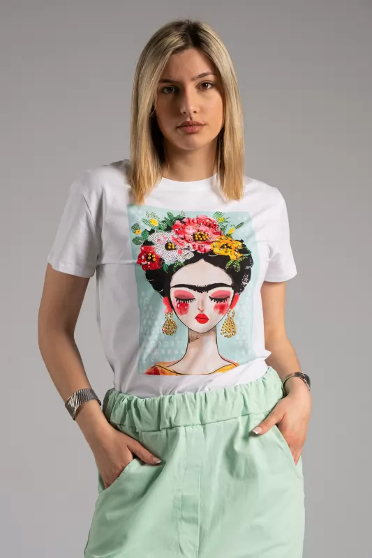 T-shirt  Βαμβακερό Frida Στρας