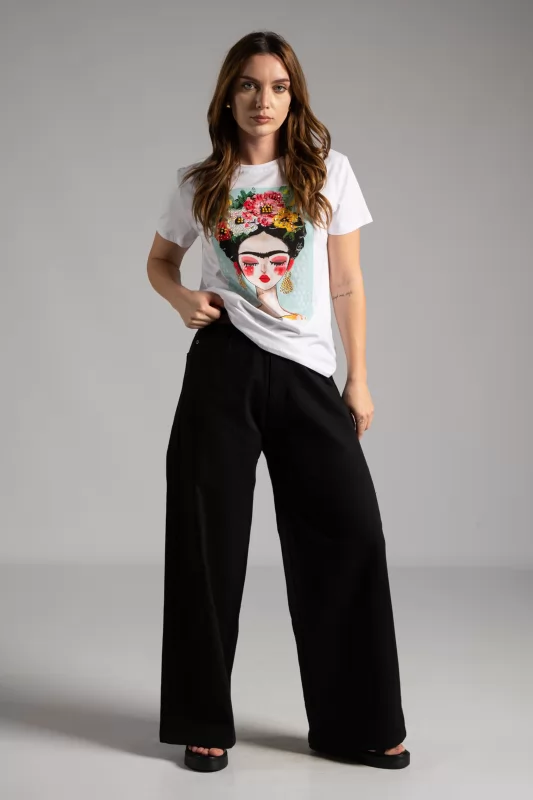 T-shirt Cotton Frida Rhinestone 