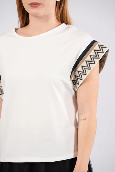 T-Shirt Ζικ Ζακ Μαύρο-Λευκό