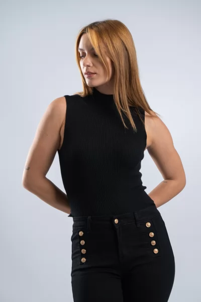 Top Half Ζιβάγκο Rib Μαύρο