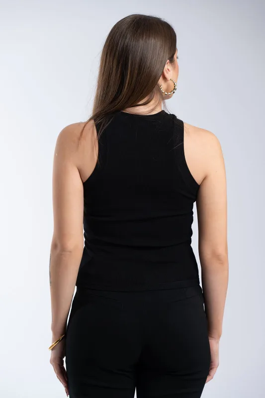 Top Rib Sleeveless Rhinestones