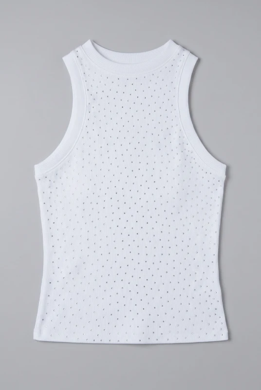 Top Rib Sleeveless Rhinestones