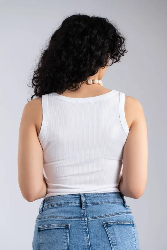 Top Basic Rib Αμάνικο