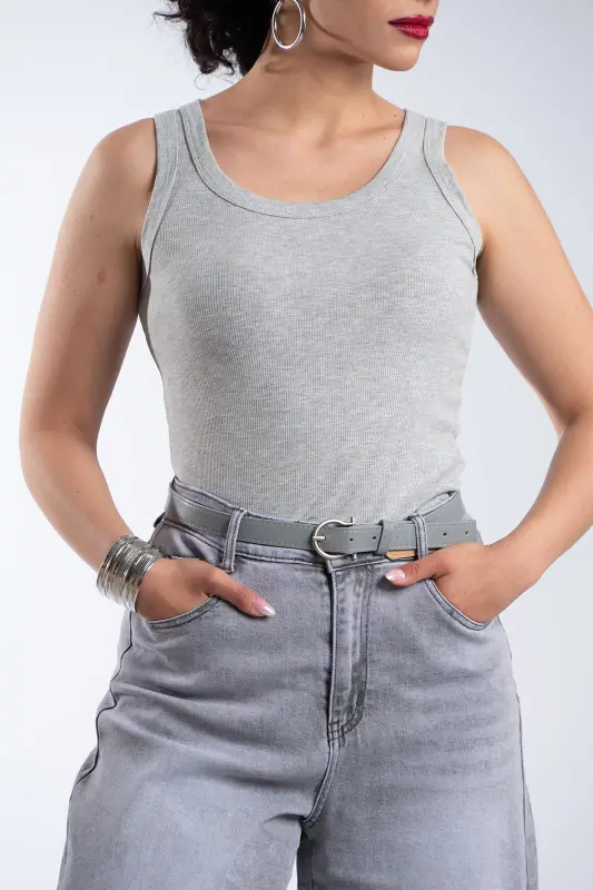 Top Basic Rib Αμάνικο
