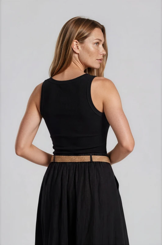 Top Basic Rib Αμάνικο